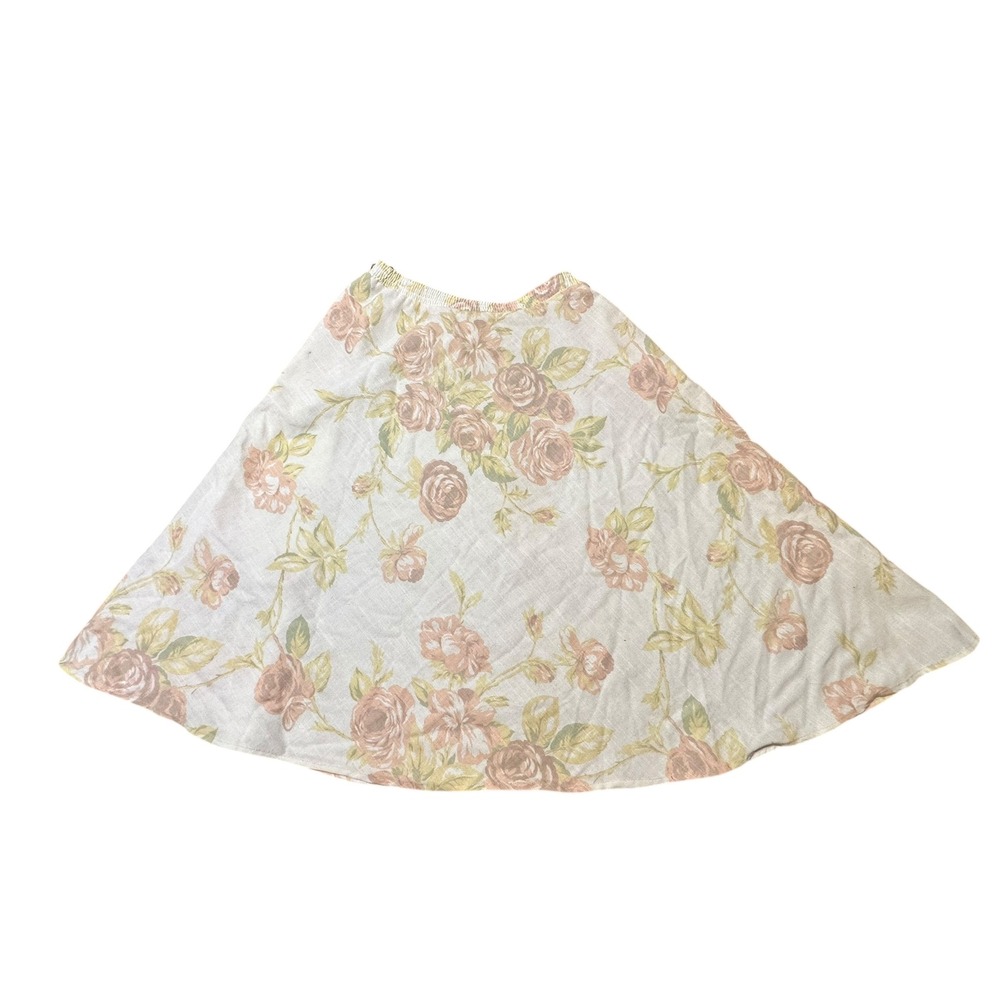 Tan Jay Floral Midi Skirt Women's Size 12 Elastic Waist A-Line Skirt